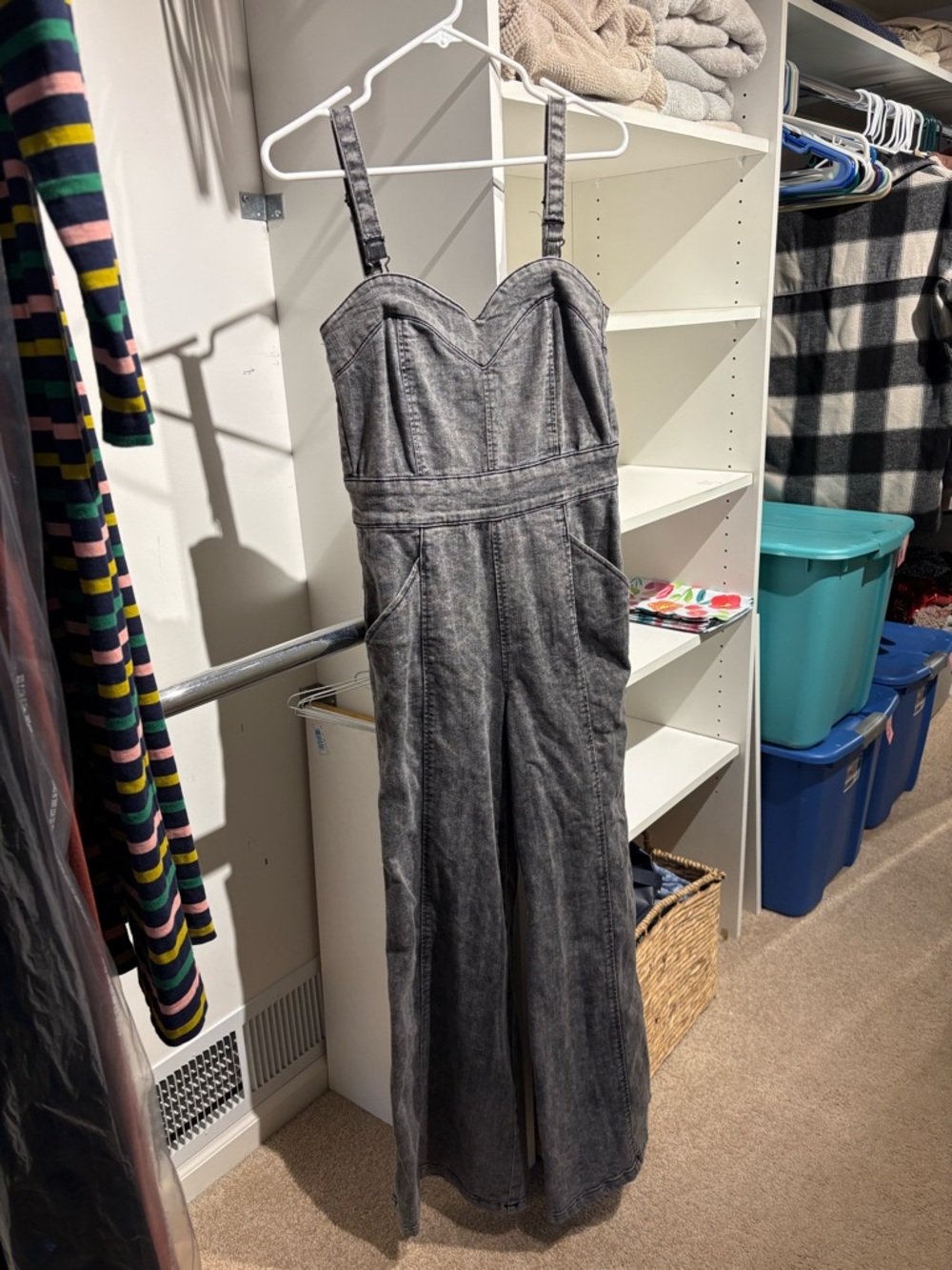VENUS Black and Grey Denim Jumpsuit